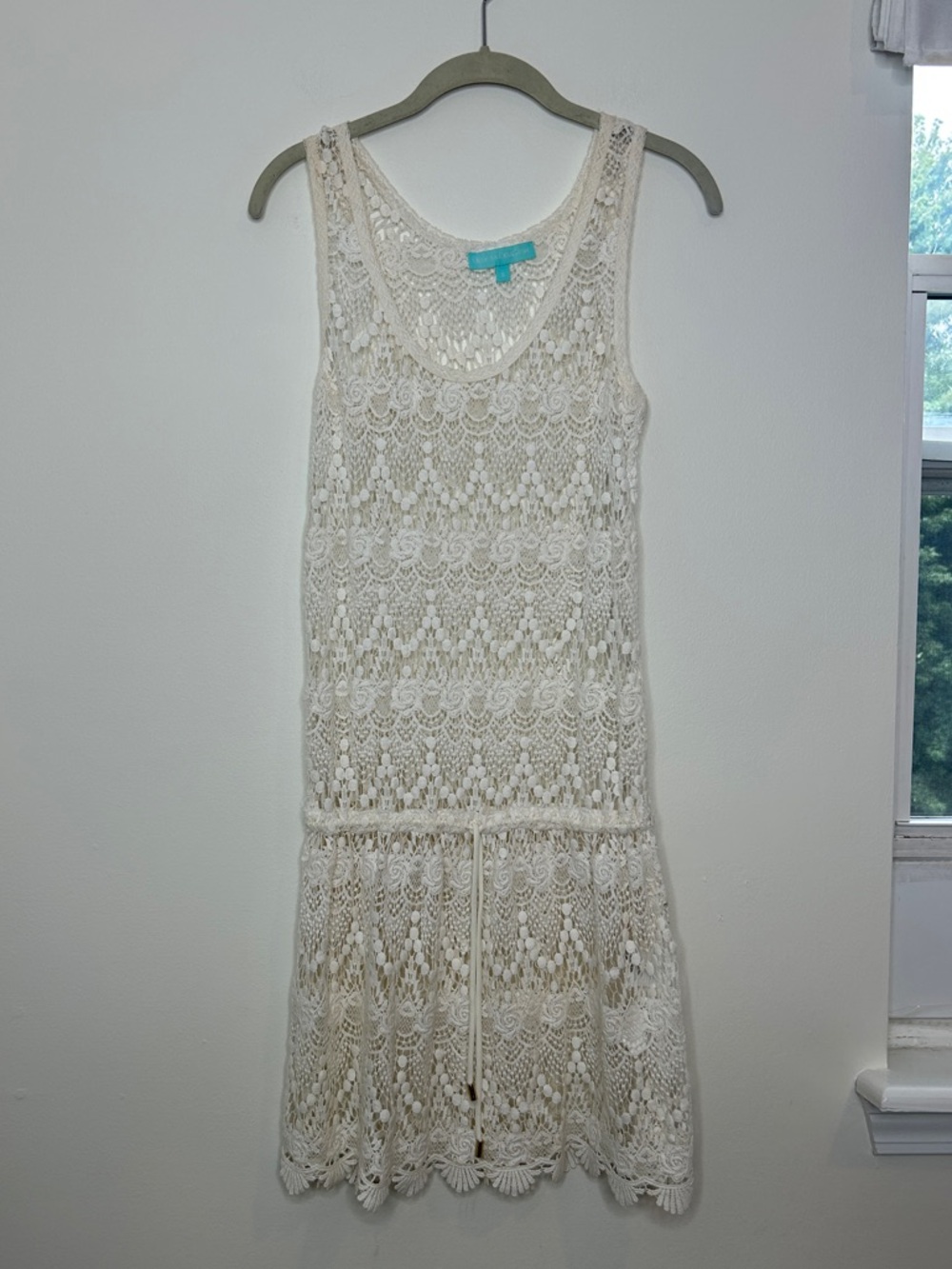 Melissa Odabash Ivory Crochet Mini Dress Swim Coverup Size Small